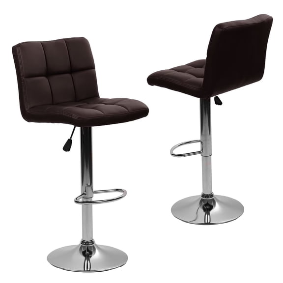 YRLLENSDAN Leather Adjustable Bar Stools with Back and Footrest Set of 2, Swivel Kitchen Counter Height Stools, Upholstered Armless Modern Dining Chairs, Brown