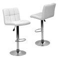 thumbnail image 1 of YRLLENSDAN Leather Adjustable Bar Stools with Back and Footrest Set of 2, Swivel Kitchen Counter Height Stools, Upholstered Armless Modern Dining Chairs, White, 1 of 7