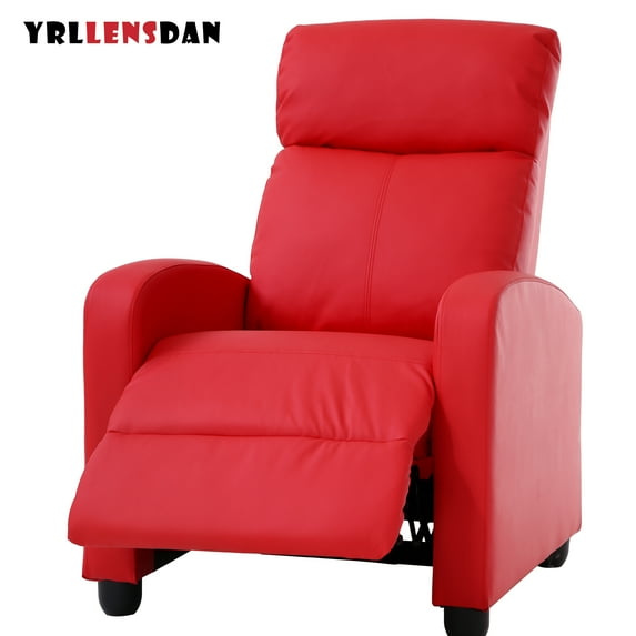 YRLLENSDAN Leather Recliner Chairs for Adults, Manual Push Back Recliner Chair for Living Room, Single Sofa Chair Reclinable, Relaxing Lazy Chair with Footrest, Home Theater Seating, Red