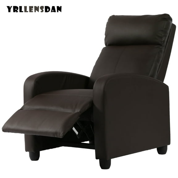YRLLENSDAN Leather Recliner Chairs for Adults, Manual Push Back Recliner Chair for Living Room, Single Sofa Chair Reclinable, Relaxing Lazy Chair with Footrest, Home Theater Seating, Brown