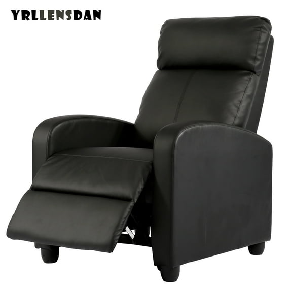 YRLLENSDAN Leather Recliner Chairs for Adults, Manual Push Back Recliner Chair for Living Room, Single Sofa Chair Reclinable, Relaxing Lazy Chair with Footrest, Home Theater Seating, Black