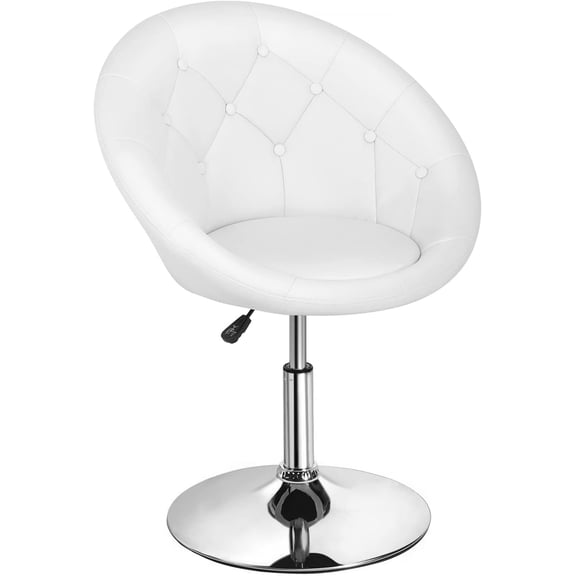 YRLLENSDAN Living Room Vanity Chair Makeup Chair Swivel Accent Chair Round Back Height Adjustable PU leather Modern Chair for Makeup Room Small Desk,Black
