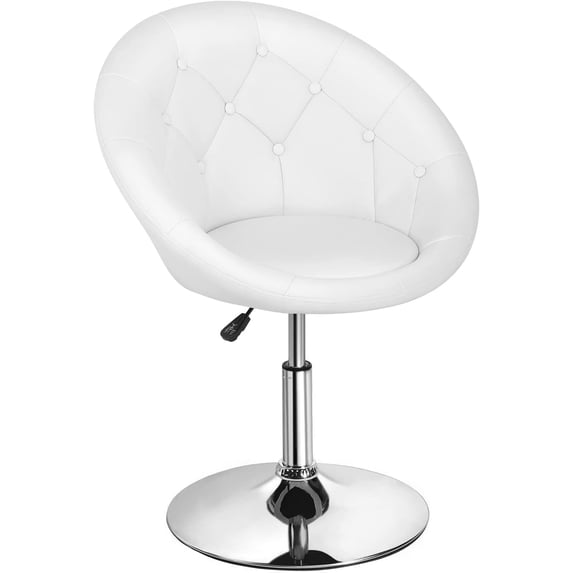 YRLLENSDAN Living Room Vanity Chair Makeup Chair Swivel Accent Chair Round Back Height Adjustable PU leather Modern Chair for Makeup Room Small Desk,Black