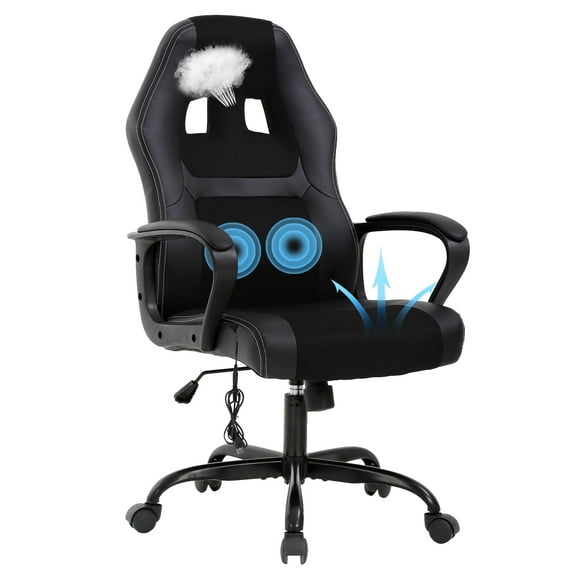 YRLLENSDAN Massage Gaming Chair for Adults, Gaming Chair with Massage PU Leather Adjustable Ergonomic Computer Chair Office Massage Chair Game Chiar with Lumbar Support Swivel Office Desk Chair