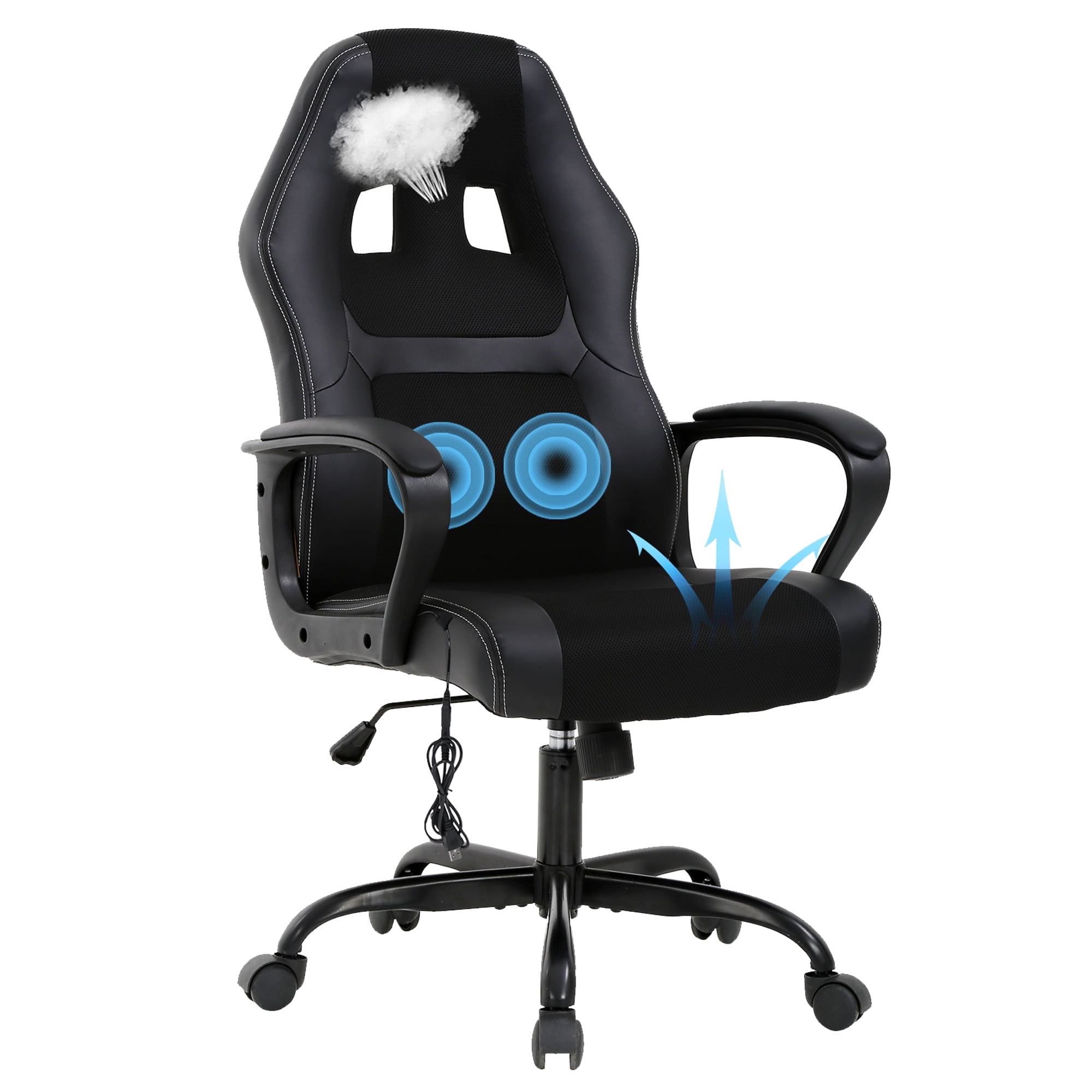 YRLLENSDAN PU Leather Massage Gaming Chair, Ergonomic Swivel Chair with