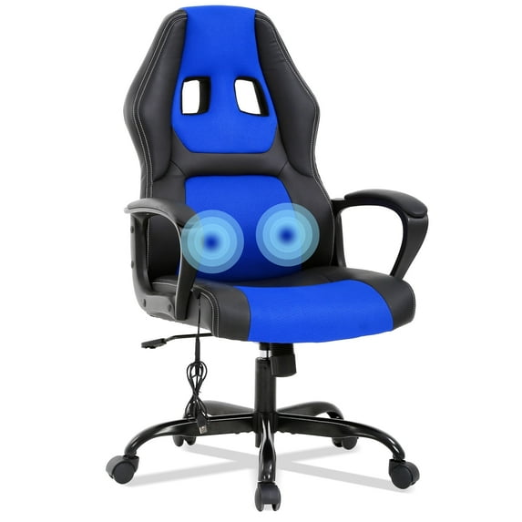 YRLLENSDAN Massage Gaming Chair Office Gaming Chair Ergonomic Office Chair w/ Lumbar Support Armrest Adjustable Height Computer Gaming Chair Gaming Desk Chair Computer Chairs for Adults,Blue