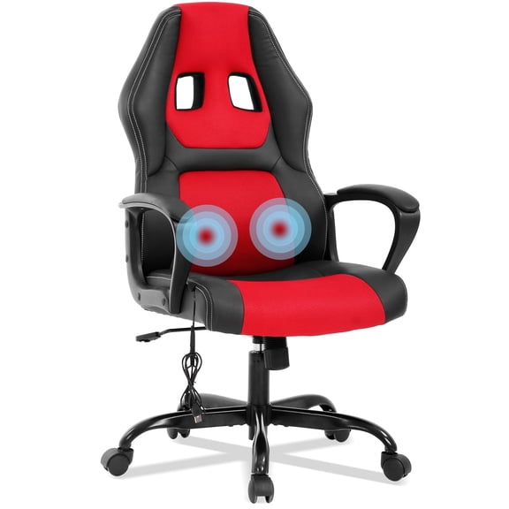 YRLLENSDAN Massage Gaming Chair Office Gaming Chair Ergonomic Office Chair w/ Lumbar Support Armrest Adjustable Height Computer Gaming Chair Gaming Desk Chair Computer Chairs for Adults,Red