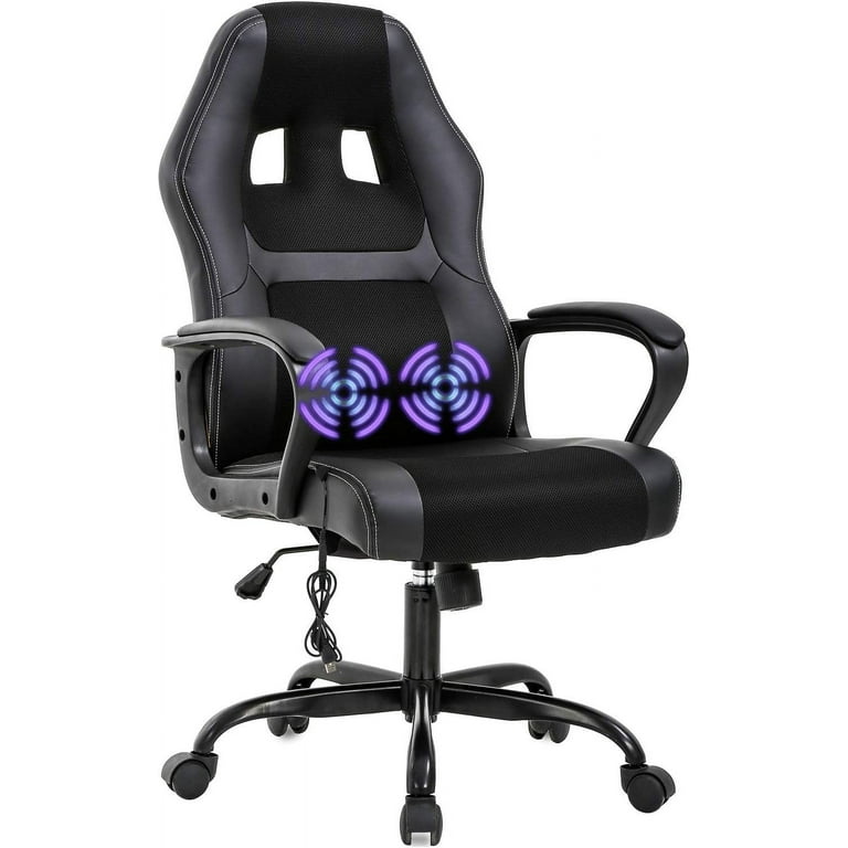 YRLLENSDAN Massage Gaming Chair Video Game for Adults PU Leather Computer Chair with Arms Massaging Back Ergonomic High Back Video Game Chair for