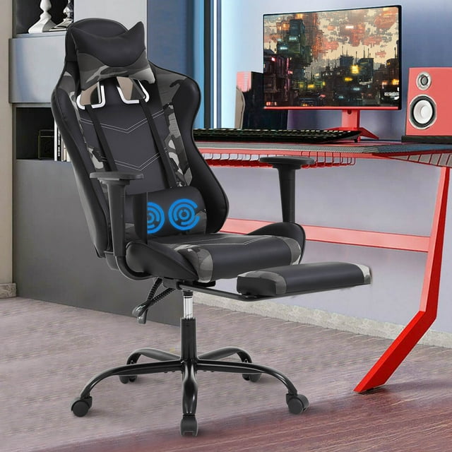 YRLLENSDAN Massage Gaming Chair Video Game with Footrest, Ergonomic Gamer Chair for Adults High Back Gaming Computer Chair with Arms Lumbar Support