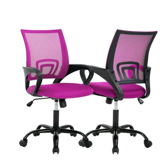 YRLLENSDAN Mesh Office Chair, Home Office Desk Chairs with Wheels and Arms Computer Chair Adjustable Rolling Swivel Chair for Adults, Pink, 2 Pack