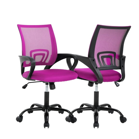 YRLLENSDAN Mesh Office Chair, Home Office Desk Chairs with Wheels and Arms Computer Chair Adjustable Rolling Swivel Chair for Adults, Pink, 2 Pack