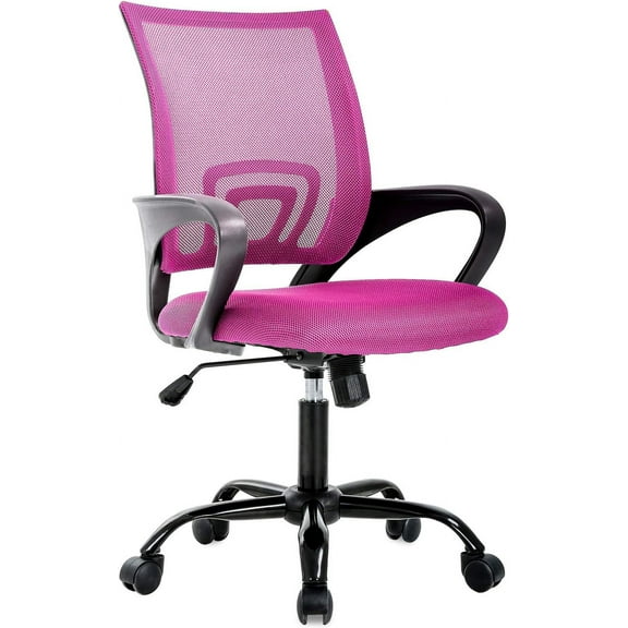 YRLLENSDAN Mesh Office Chair, Home Office Desk Chairs with Wheels and Arms Computer Chair Adjustable Rolling Swivel Chair for Adults, Pink