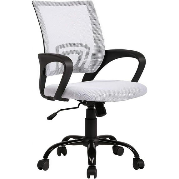 YRLLENSDAN Mesh Office Chair, Home Office Desk Chairs with Wheels and Arms Computer Chair Adjustable Rolling Swivel Chair for Adults, White