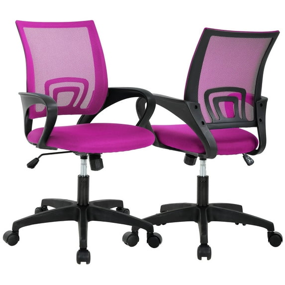 YRLLENSDAN Mesh Office Chair, Home Office Desk Chairs with Wheels and Arms Computer Chair Rolling Chair for Adults,2 Pack Pink
