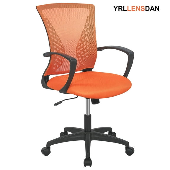 YRLLENSDAN Mesh Office Chair with Wheels Conference Room Chair Mesh Computer Chair for Adults 250lb Rolling Desk Chair with Arms Study Chair Adjustable Height,Orange