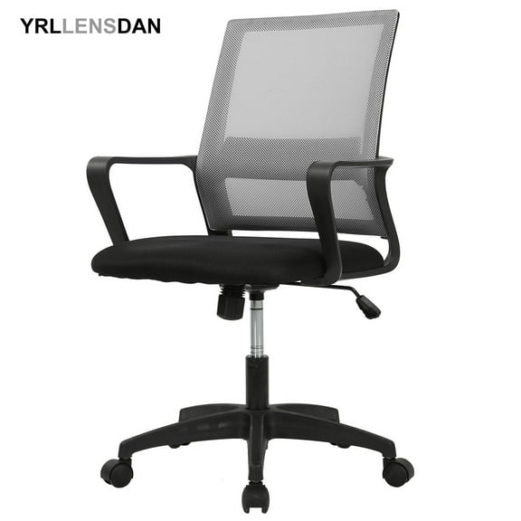 YRLLENSDAN Mesh Office Chair with Wheels Rolling Desk Chair with Arms Mesh Computer Chair for Adults Conference Room Chair Study Chair Adjustable Height,Gray