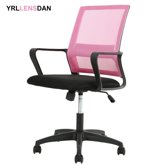 YRLLENSDAN Mesh Office Chair with Wheels Rolling Desk Chair with Arms Mesh Computer Chair for Adults Conference Room Chair Study Chair Adjustable Height,Pink