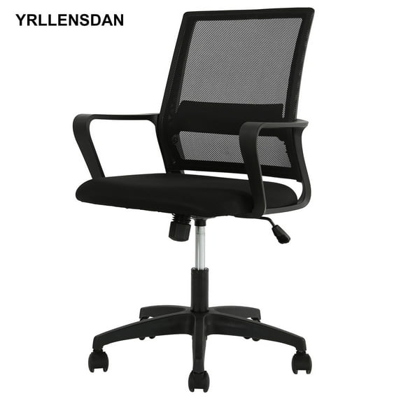 YRLLENSDAN Mesh Office Chair with Wheels Rolling Desk Chair with Arms Mesh Computer Chair for Adults Conference Room Chair Study Chair Adjustable Height,Black