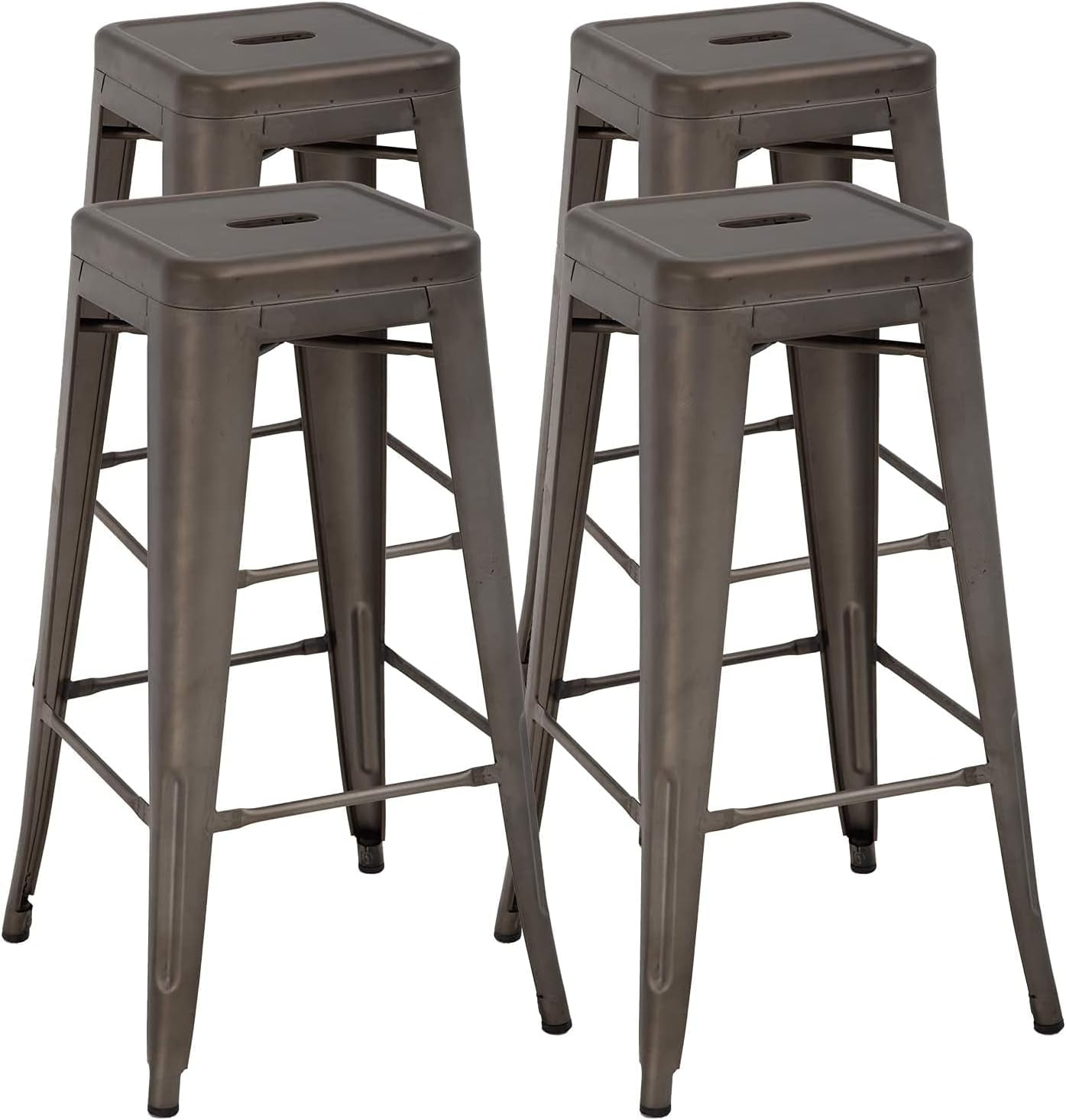 Bronze 30" Stackable Metal Bar Stools Set of 4