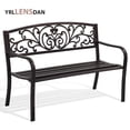 thumbnail image 1 of YRLLENSDAN Metal Outdoor Bench Weatherproof 50inch Patio Bench for 3-person Garden Bench for Outdoors Yard Lawn Porch Park Rust-Resistant Cast Iron Bench with Floral Pattern Backrest,Bronze, 1 of 7