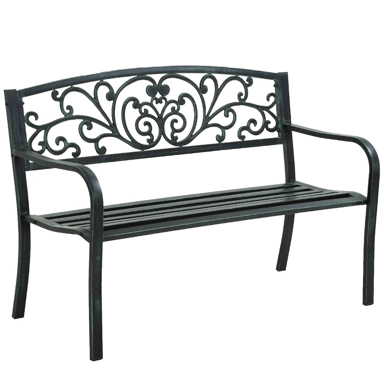 YRLLENSDAN Metal Outdoor Benches Weatherproof, Patio Bench Garden ...
