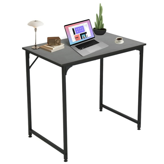 YRLLENSDAN Modern Simple Style Kids Desk with Adjustable Feet and Metal Frame, Black/Brown/Vintage