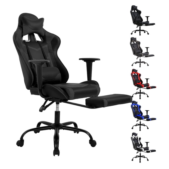 YRLLENSDAN Office Gaming Chair, Computer Chair with Footrest Lumbar Support PC Chair Racing Chair Video Gaming Chair Ergonomic Gaming Chair for Adults Teens, Black