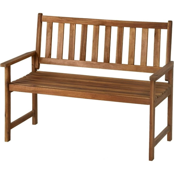 YRLLENSDAN Outdoor Bench, Patio Bench with Armrests Sturdy Acacia Wood Garden Bench Front Porch Bench Wood Bench Outdoor, Nature