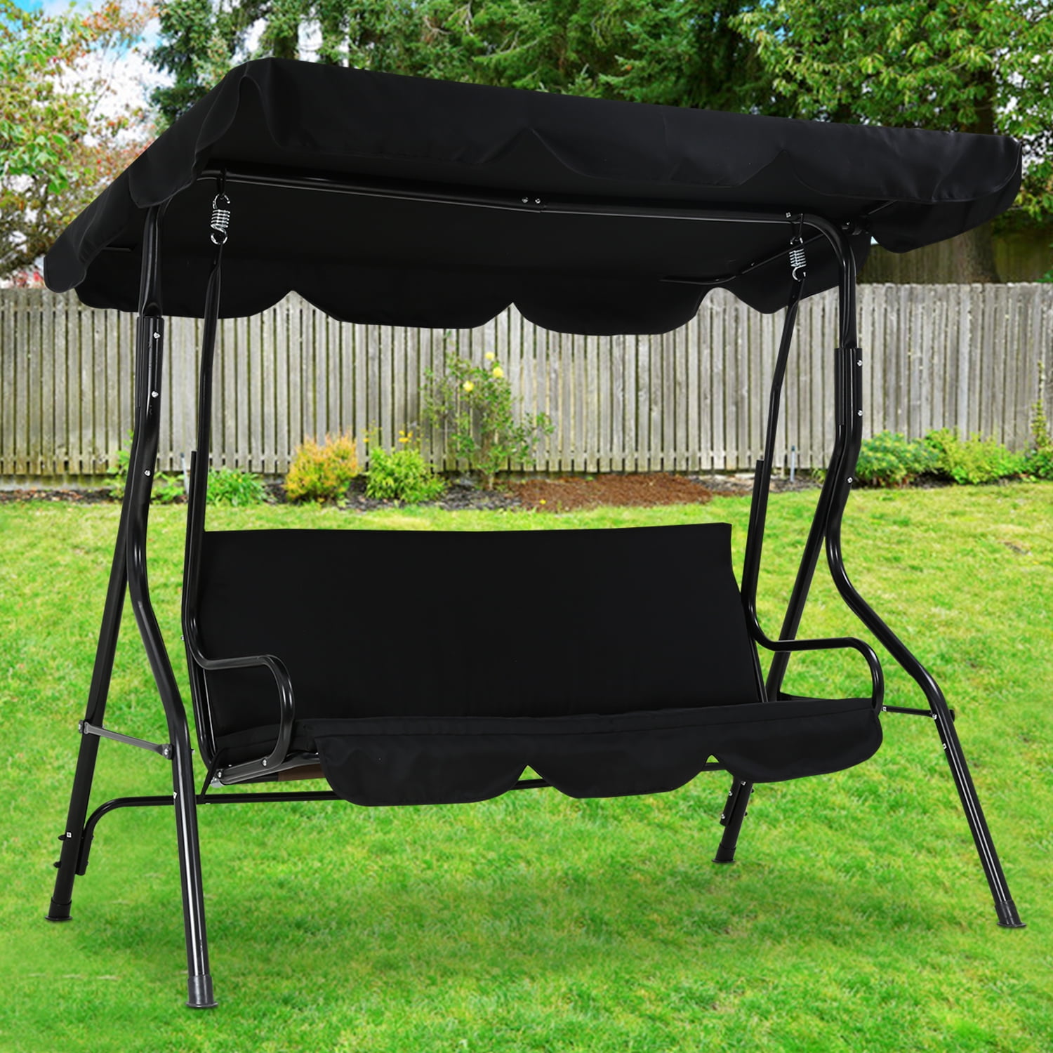 Free Shipping Best Choice Products 2 Person Outdoor Large Convertible Canopy Swing Glider Lounge Chair w Removable Cushions Blue Walmart