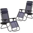 thumbnail image 1 of YRLLENSDAN Outdoor Zero Gravity Folding Chair 2 Pack, Portable Lounge Chairs Recliners with Adjustable Pillows & Cup Holder Tray - Blue, 1 of 7