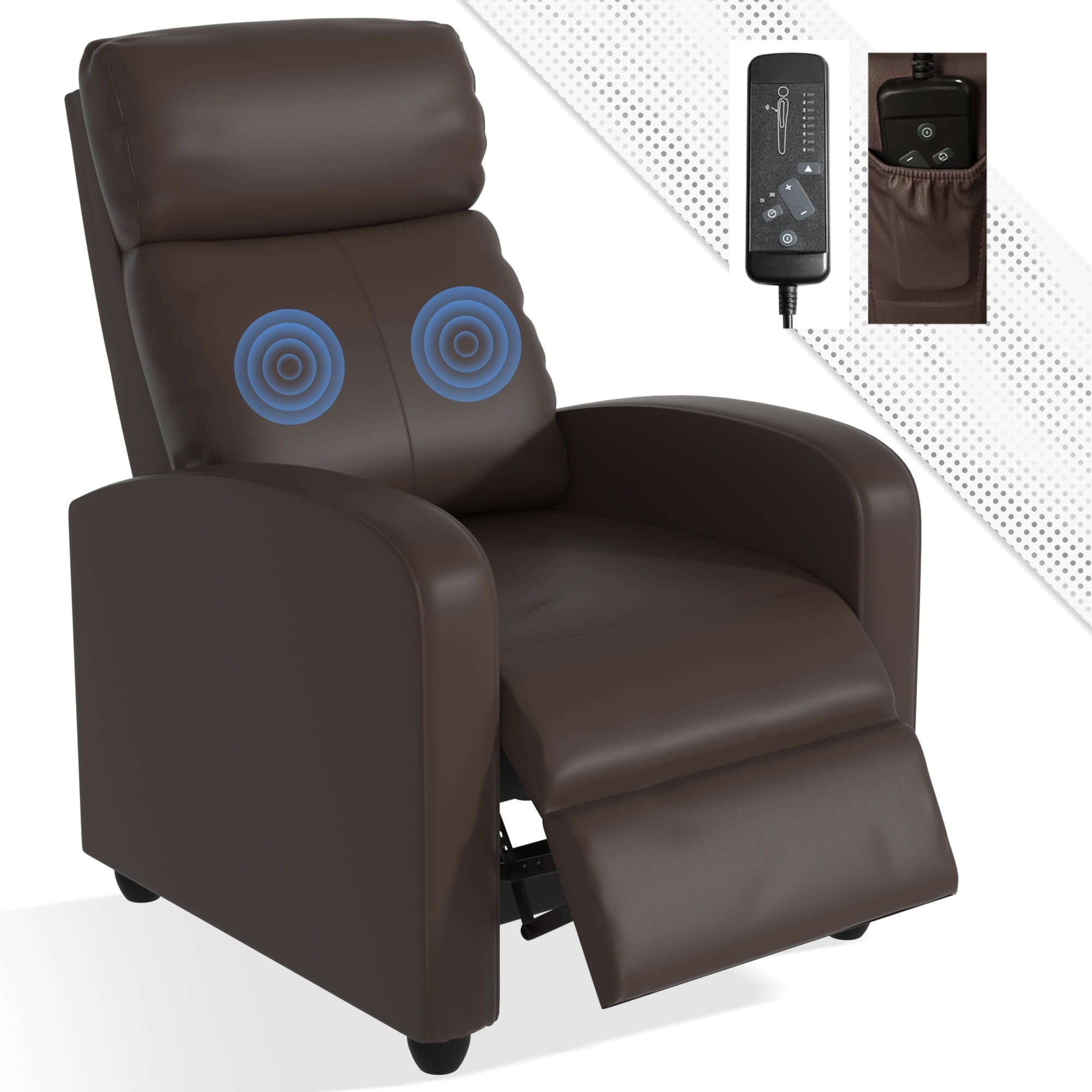 YRLLENSDAN PU Leather Massage Living Room Power Recliner with Footrest, Brown