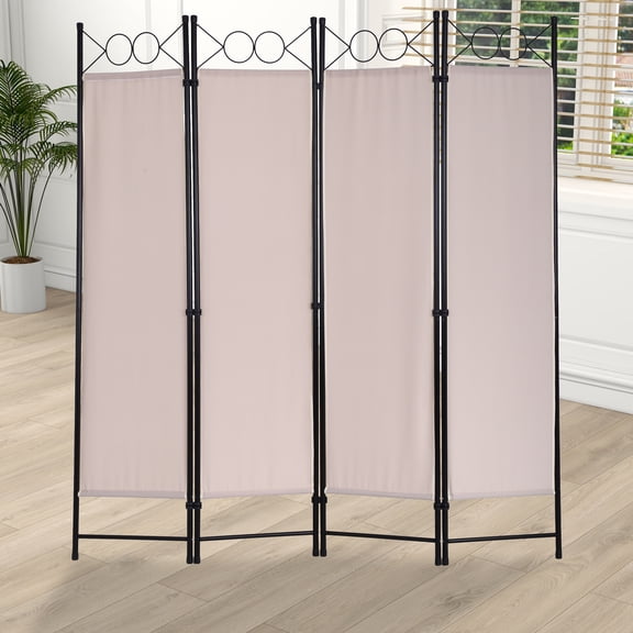 YRLLENSDAN Partition Room Dividers with 4 Panels, Steel Frame Folding Privacy Screen for Room 5.6Ft Portable Room Divider Screen Freestanding Fabric Room Divider