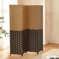 thumbnail image 1 of YRLLENSDAN Partition Room Dividers with 4 Panels, Wood Folding Privacy Screen for Room Portable Room Divider Screen Freestanding Decorative Privacy Dressing Screen for Bedroom, Living Room, Office, 1 of 8