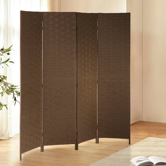 YRLLENSDAN Partition Room Dividers with 4 Panels, Wood Folding Privacy Screen for Room Portable Room Divider Screen Freestanding Decorative Privacy Dressing Screen for Bedroom, Living Room, Office