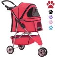 thumbnail image 1 of YRLLENSDAN Pet Gear Dog Stroller Small Dogs, Folding Cat Stroller with Cup Holders 3 Wheel Pet Strollers for Small Dogs Puppy Stroller Travel Carrier Dog Stroller for Medium Dogs, Red, 1 of 7