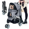 thumbnail image 1 of YRLLENSDAN Pet Stroller for Medium Small Dogs Cats, Foldable Dog Stroller Traveling Strollers with Storage Basket & Cup Holder Lightweight Pet Stroller 3Wheels, Grey, 1 of 7
