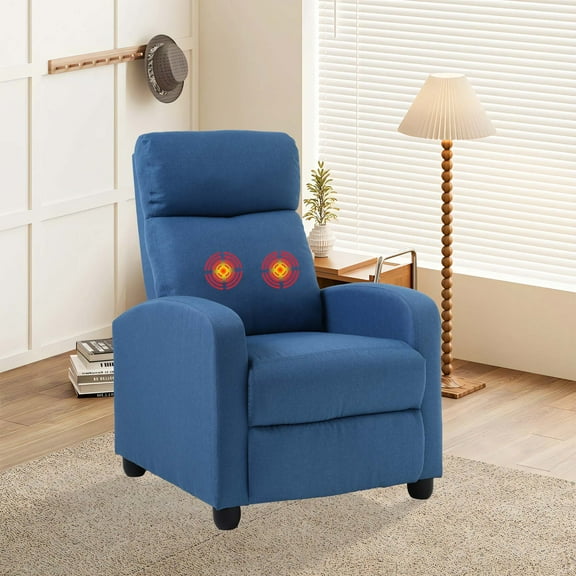 YRLLENSDAN Recliner Chair for Living Room Massage Recliner Sofa Reading Chair Winback Single Sofa Home Theater Seating Modern Reclining Chair Easy Lounge with PU Leather Padded Seat Backrest (Blue)