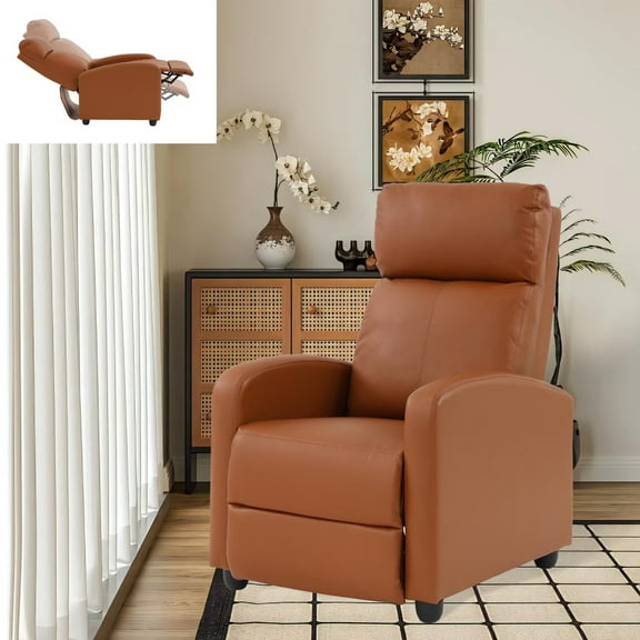 YRLLENSDAN Recliner Chair for Living Room Home Theater Seating Single Reclining Sofa Lounge with Padded Seat Backrest (Tan)
