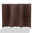 thumbnail image 1 of YRLLENSDAN Room Divider, Folding Screen Wood Mesh Woven Design Privacy Room Partition Foldable Portable Partition Divider Screen, Brown, 1 of 8