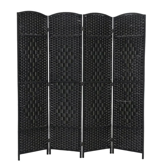 YRLLENSDAN,Room Dividers Panels Folding,Privacy wall Indoor,Wall Divider for Room Separation,Folding Privacy Screen, Freestanding,Wood,4 Panel,Black