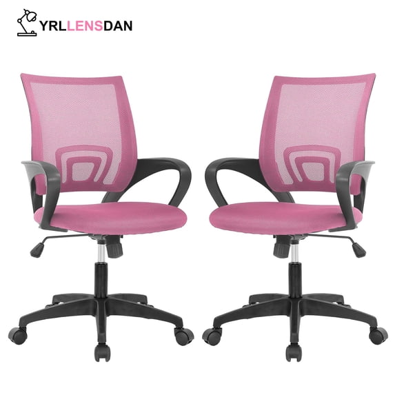 YRLLENSDAN Set of 2 Conference Room Chairs Mesh Office Chair with Wheels Rolling Desk Chair with Arms Mesh Computer Chair for 250lb Adults Study Chair Adjustable Height,Pink