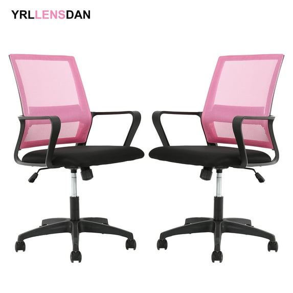 YRLLENSDAN Mesh Office Chair with Wheels Rolling Desk Chair with Arms Mesh Computer Chair for Adults Conference Room Chair Study Chair Adjustable Height 2 Pack,Pink