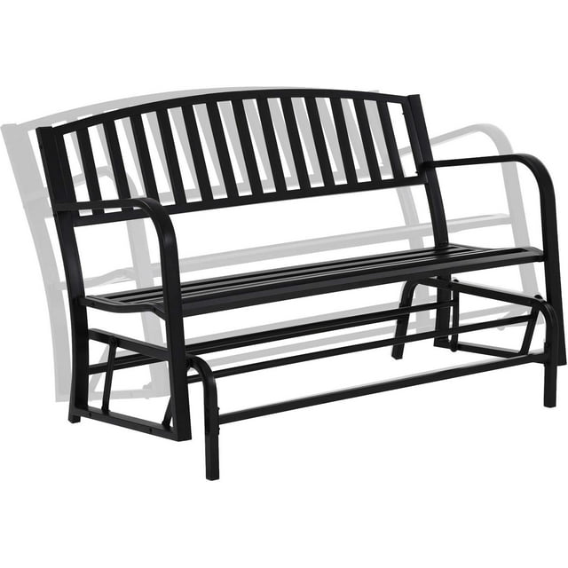 YRLLENSDAN Black Outdoor Glider Bench, Metal Patio Swing with Coated