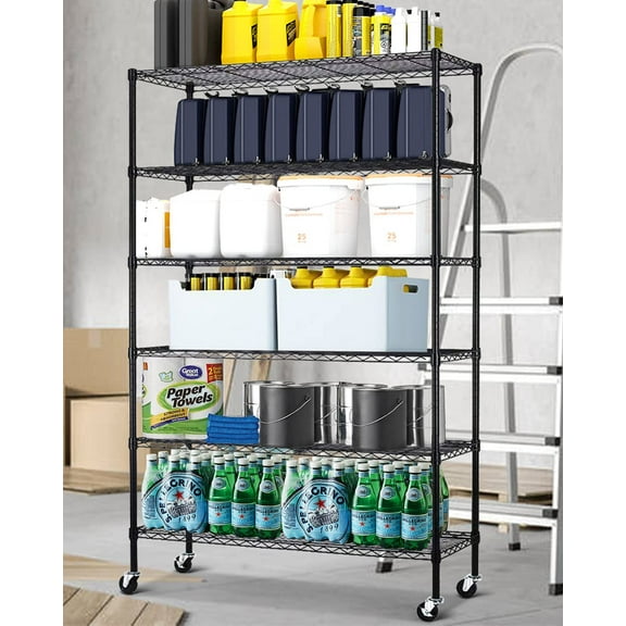 YRLLENSDAN Storage Shelves for Garage Storage, 82"H 6 Tier Garage Shelf Wire Shelving Rack for Home Metal Storage Shelf 1320lbs Capacity Adjustable Shelves Storage Racks for Kitchen Bedroom Bathroom