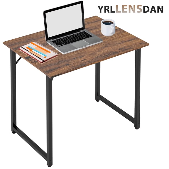 YRLLENSDAN Study Computer Desk for Small Space Simple Industrial Desk Study Table for Adults Teen Office Desk Work Desk for Home Writing Desk 19.7*32 in,Brown