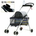 thumbnail image 1 of YRLLENSDAN Sun-Proof Pet Stroller for Small Dog 10 lbs Dog Stroller for Medium Dog 30 lbs Cat Stroller for 2 Cats Puppy Stroller with Bottle Holder and Sponge Pad,Plaid, 1 of 7