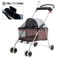 thumbnail image 1 of YRLLENSDAN Sun-Proof Pet Stroller for Small Dog 10 lbs Dog Stroller for Medium Dog 30 lbs Cat Stroller for 2 Cats Puppy Stroller with Bottle Holder and Sponge Pad,Leopard, 1 of 7