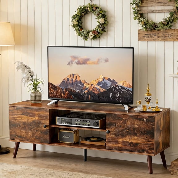 YRLLENSDAN,TV Stands for Living Room,TV Stand with Storage,TV Stand with Drawers,Media Console,Television Stands,Wood,Modern,Brown