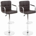 thumbnail image 1 of YRLLENSDAN Tall Bar Stools Set of 2 High Bar Chairs with Armrest Kitchen Bar Stools Swivel Adjustable Bar Stool Leather Island Chairs Set of 2 Counter Height Bar Stools with Back,Brown, 1 of 8