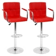 thumbnail image 1 of YRLLENSDAN Tall Bar Stools Set of 2 High Bar Chairs with Armrest Kitchen Bar Stools Swivel Adjustable Bar Stool Leather Island Chairs Set of 2 Counter Height Bar Stools with Back,Red, 1 of 7